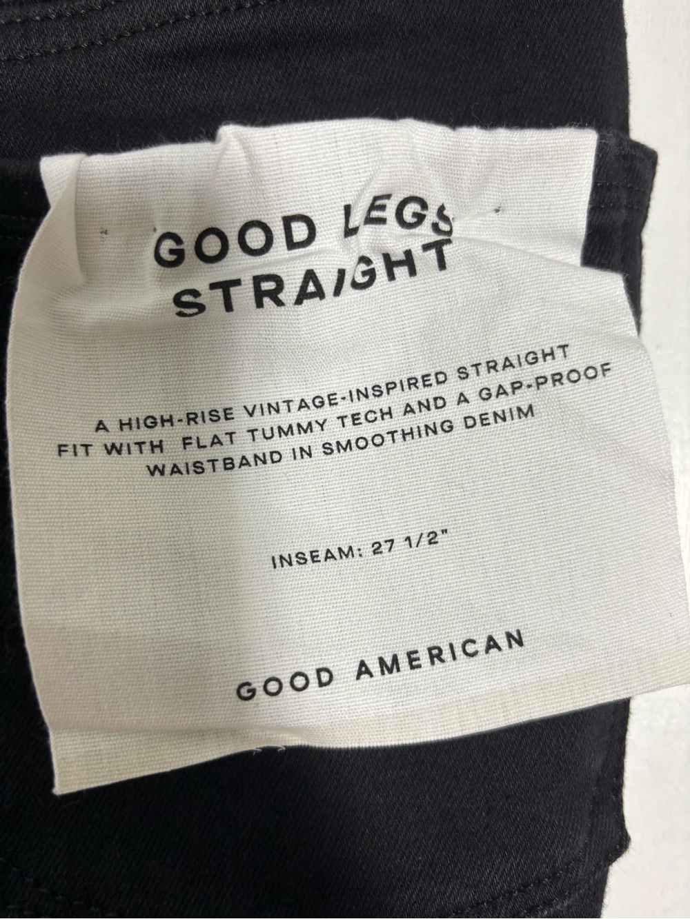 Good American Good Legs Straight Pull-On Jeans Black High Rise NWT Sz 0 - Picture 3 of 7